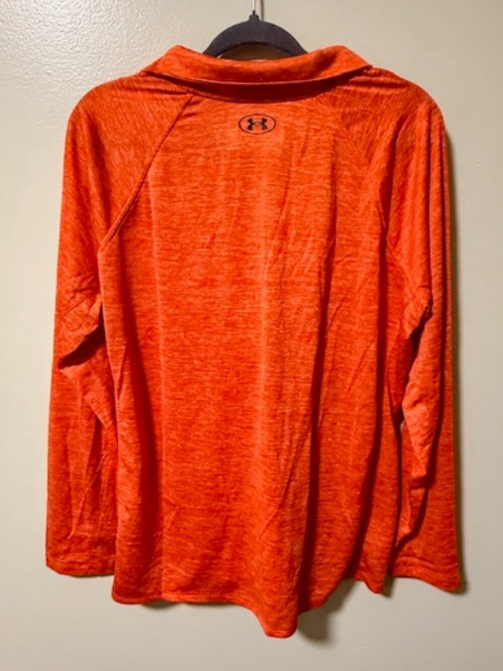 Under Armour Bright Orange Heather Quarter Zip Long Sleeve Athletic Pullover - Picture 2 of 2